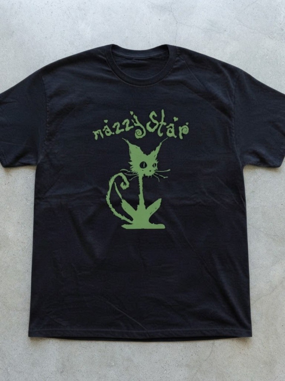Mazzy Star Cat Graphic Black Cotton Gildan T-Shirt